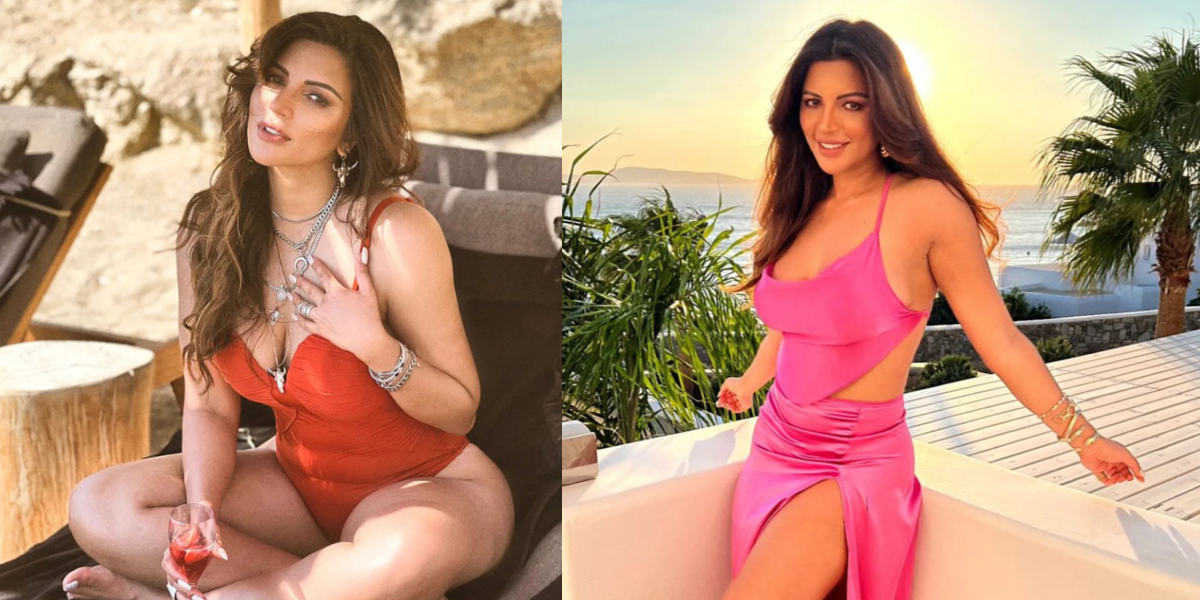 Shama Sikander oozes Oomph in a  Chic Rust Swimsuit