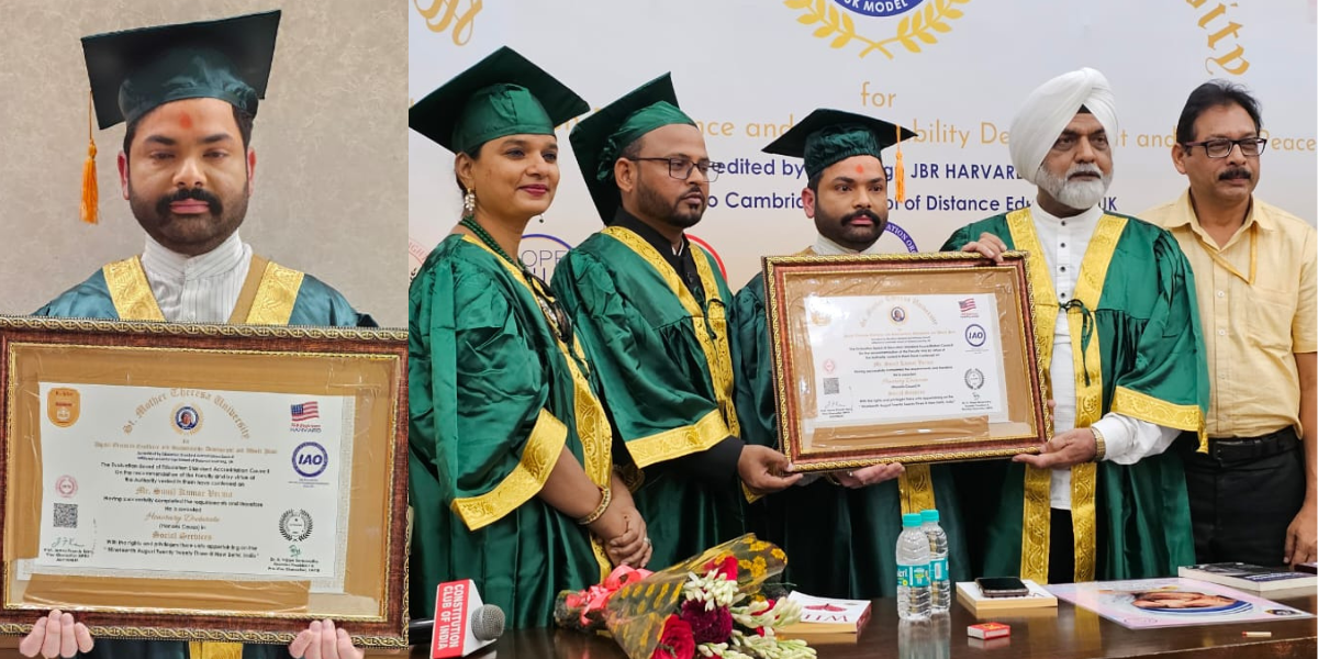 Prominent Journalist Sunil Kumar Verma 'Sonu' Conferred Honorary Doctorate by Mother Teresa University
