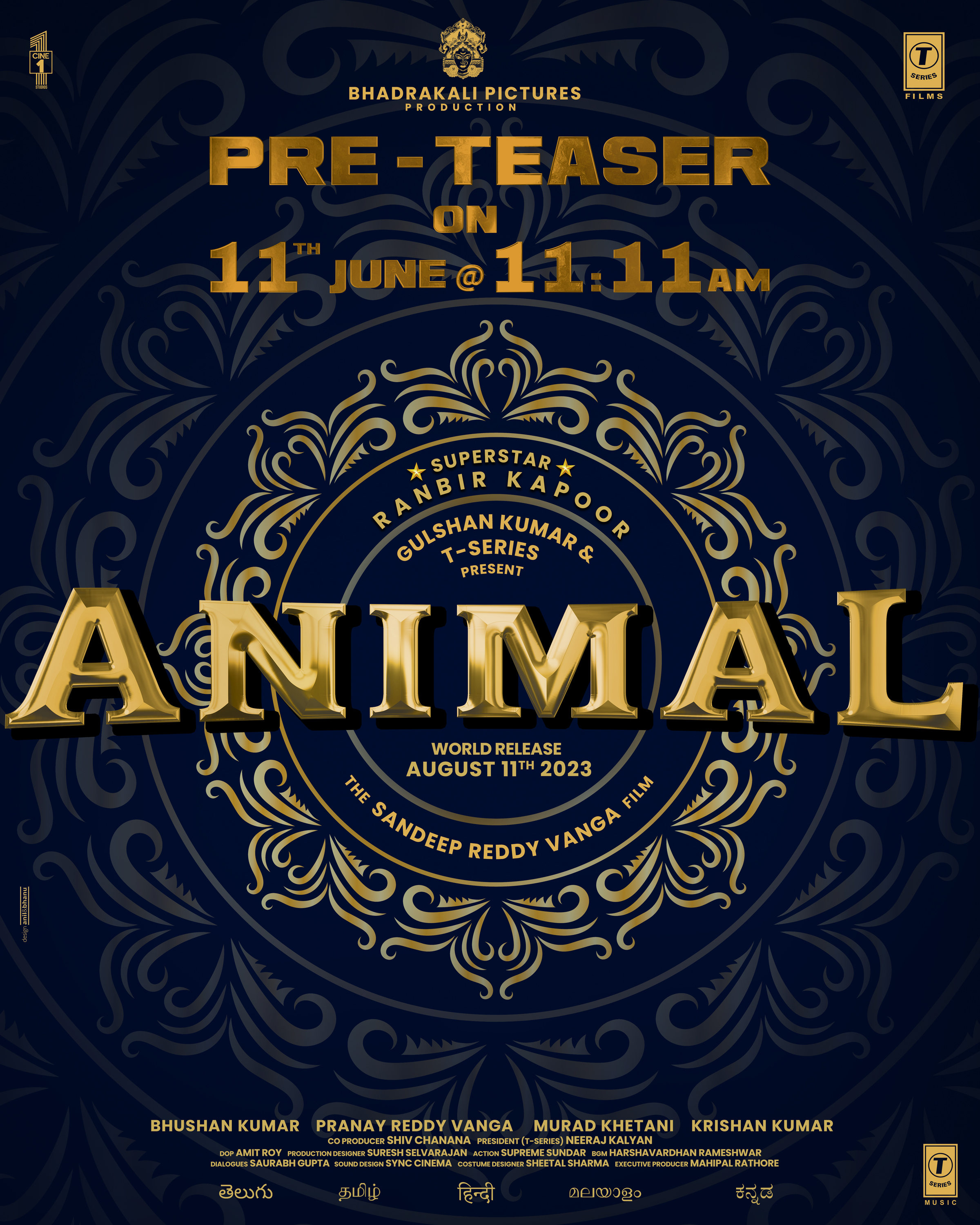 Roaring Excitement: Sandeep Reddy Vanga's directorial ‘Animal' starring Ranbir Kapoor announce Pre-Teaser tomorrow!
