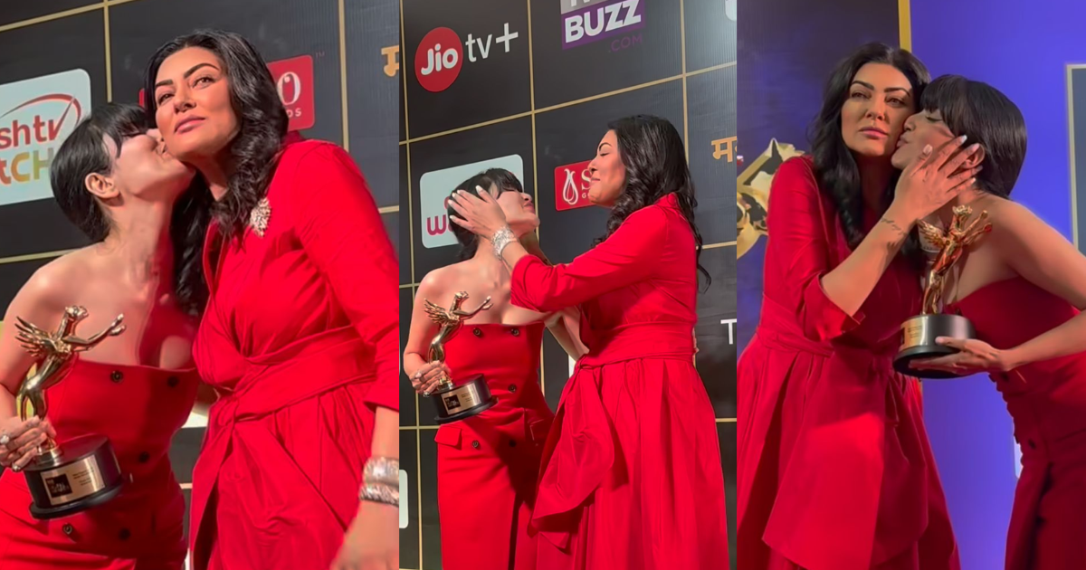 Bigg Boss 17 sensation Khanzaadi and  Sushmita Sen steal the spotlight by twinning in red, the former kisses the latter on cheek making it a momento