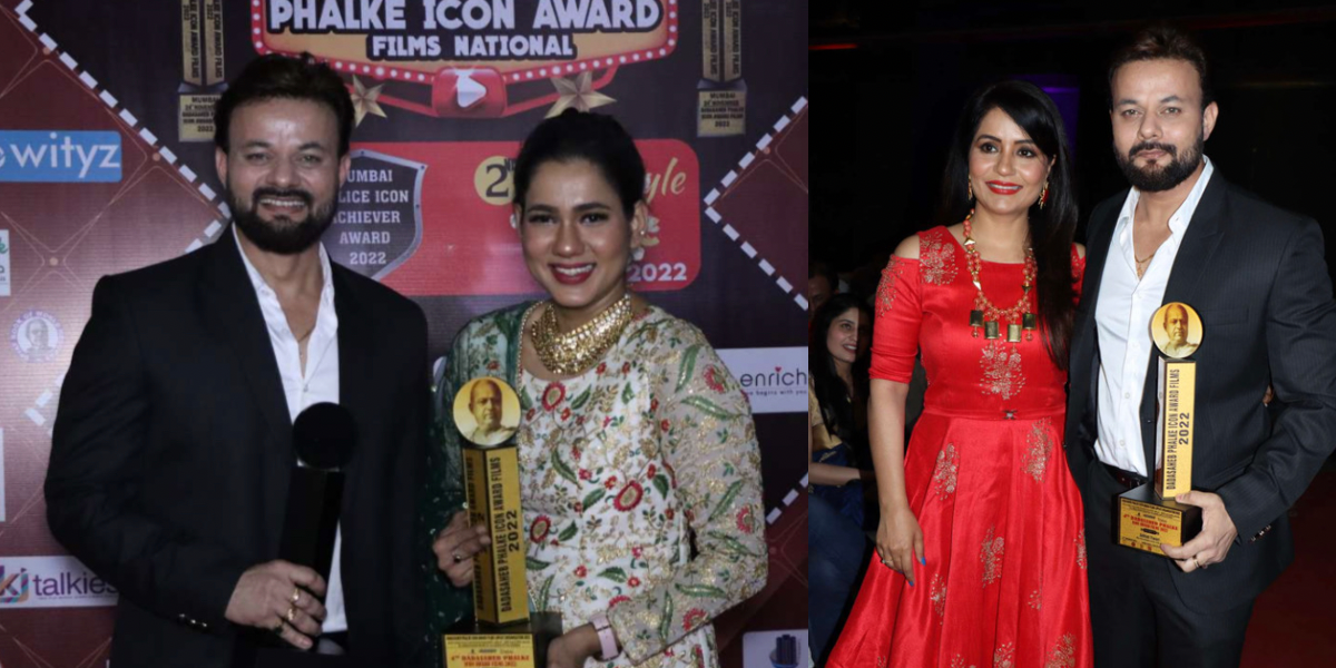 Ashish Tiwari receives the Best Entertainment Editor Award the Dada Saheb Phalke Icon Awards 2022
