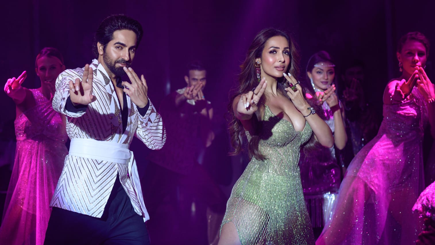 An absolute pleasure to dance with two of the biggest dancing stars of India - Malaika and Nora!’ : Ayushmann Khurrana