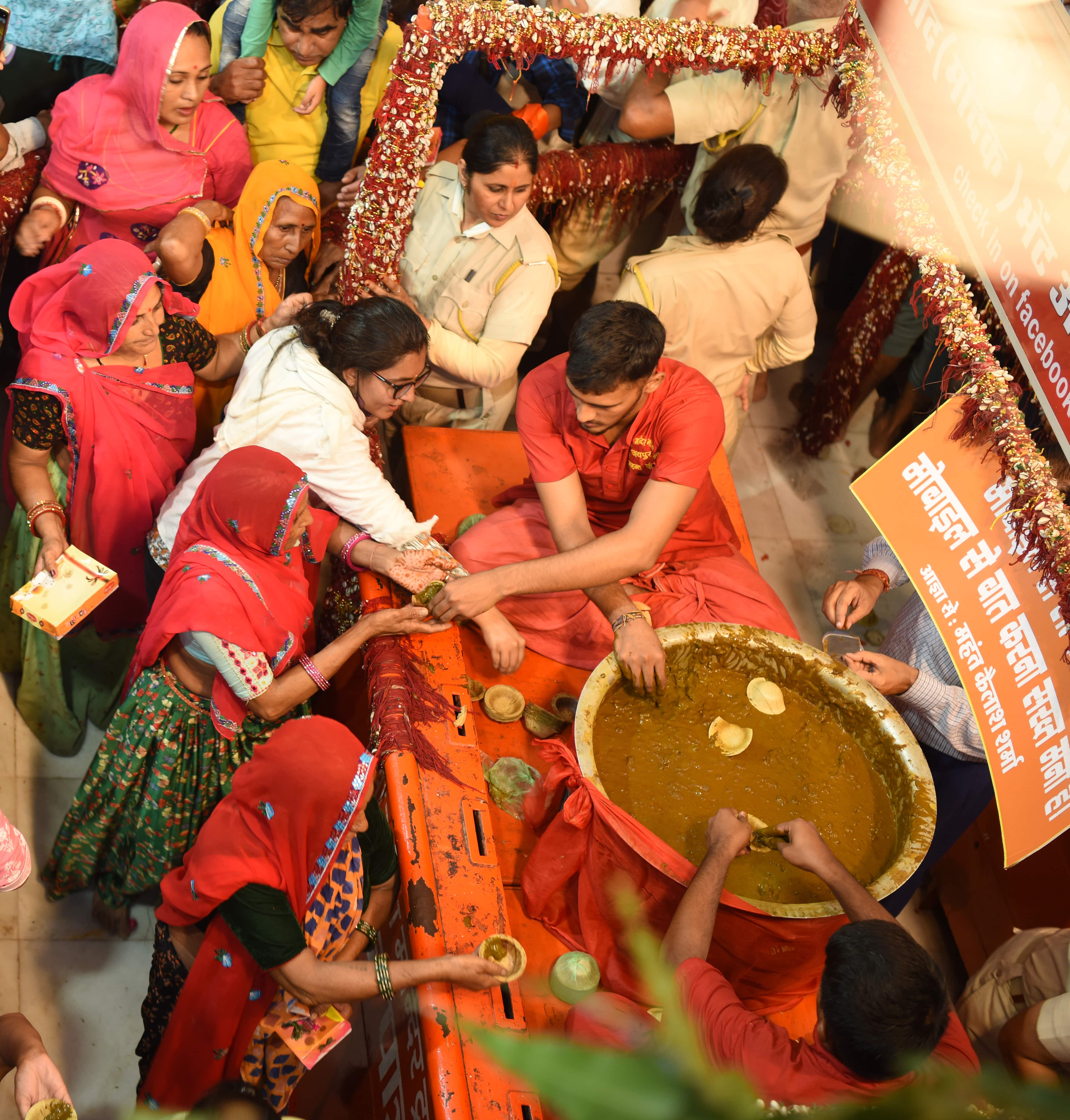 Moti Dungri, Jaipur Mehndi Prasad being distributed.